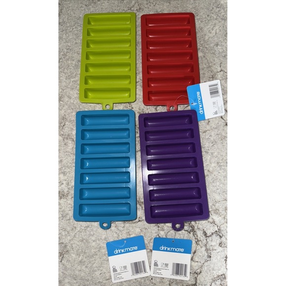 Drinkmate Other - Set Of 4 Ice Cube Rectangle Water Bottle Molds Tray Silicone Ice Cube Mold